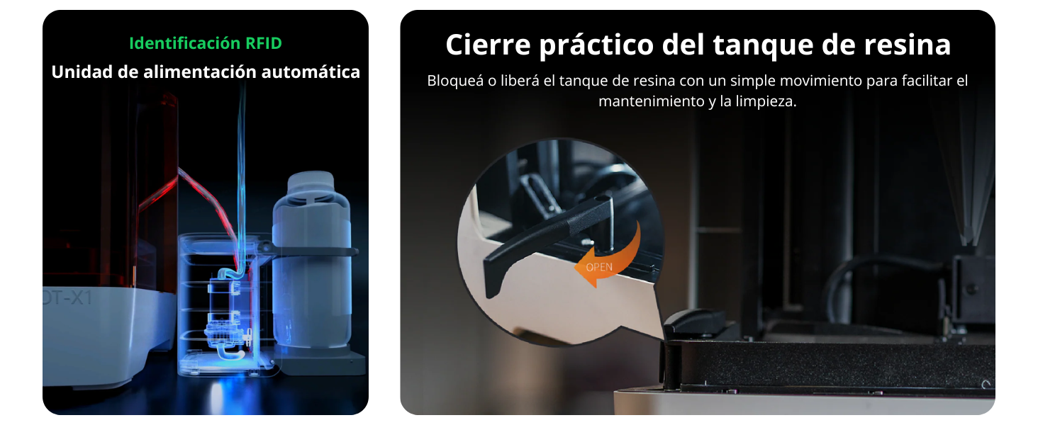 Diseñada para una experiencia de usuario fluida, esta impresora 3D cuenta con una pantalla táctil capacitiva de 3,98 pulgadas para un manejo intuitivo. La conectividad por USB y Wi-Fi facilita la transferencia de archivos y el control remoto, agilizando todo tu flujo de trabajo. Además, es compatible con los softwares HALOT BOX y Chitu Box, herramientas estándar en la comunidad 3D, lo que te permite preparar y rebanar tus modelos con programas potentes y ampliamente conocidos, sin necesidad de un largo proceso de aprendizaje.